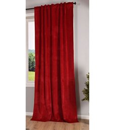 Gardinenbox Milano 20357 Blackout Curtain Velvet Opaque Loop Tape Tunnel Pull-Through Blackout Ironing Tape Can Be Shortened Red 1 Piece HxW 235 x 135 cm