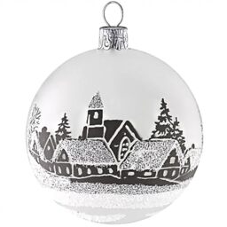 ORNEX Glass Baubles (3 Pack, Ø7cm) - Hand-Blown & Decorated, White, Christmas