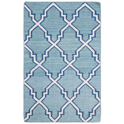 Safavieh Contemporary Indoor Flatweave Rectangle Area Rug, Dhurrie Collection, DHU564, in Light Blue / Ivory, 76 X 122 cm for Living Room, Bedroom or Any Indoor Space