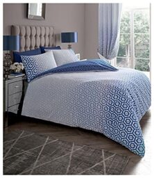 Luxurious Ohari Ombre Bed Set with Duvet Cover and Pillow Cases, Polyester-Cotton, [ Single - Navy ]
