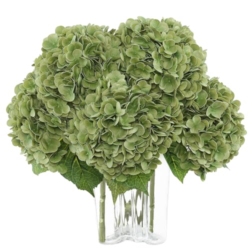 Coferset Lime Green Hydrangea Artificial Flowers 3pcs Lifelike Faux Hydrangea Real Touch Fake Flowers for Home Wedding Office Party Living Room Decoration,22inch