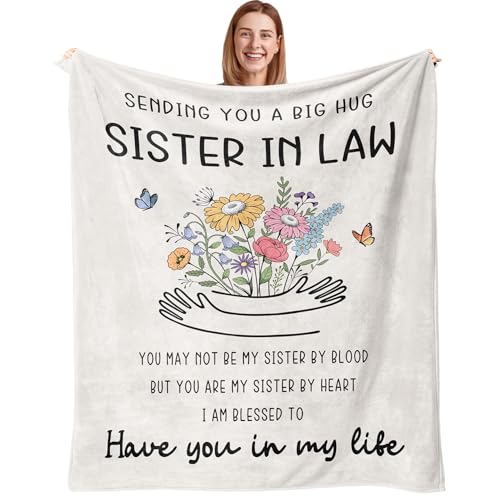 "Julazy Sister in Law Birthday Gifts Blanket 50""X60"" - Sister-in-Law Gifts Ideas, Birthday Present for Brothers Wife/Girlfriend, Sisters in Law Wedding Gift"