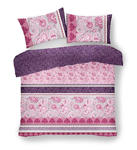 Gaveno Cavailia Luxurious KIRA Bed Set with Duvet Cover and Pillow Cases, Polyester-Cotton, Purple, King
