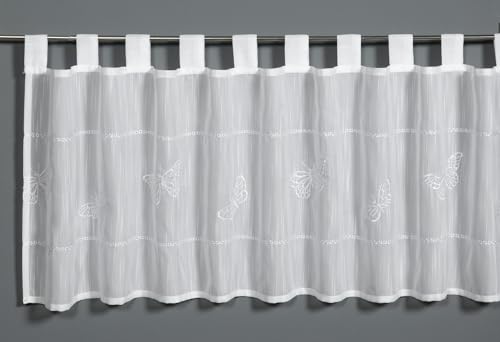 Gardinia Bistro Curtain Embroidered Butterfly White 140 x 48 cm