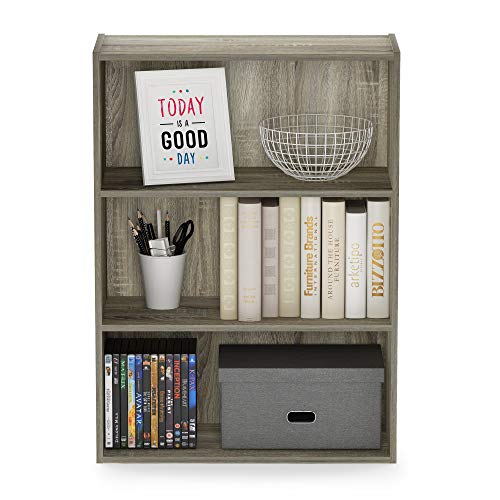 Furinno PASIR Book Shelf, 3-Tier Bookshelf, Storage Shelves Bookcase, 24.64 x 60.2 x 80 cm, for Living Room, Bedroom, Home Office, Sonoma Oak