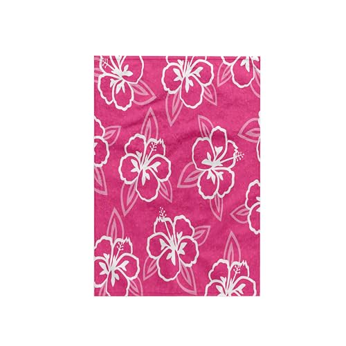 3dRose Hawaiian Hibiscus Flower Print-Pink and Towel, White, 15 x 22-Inch