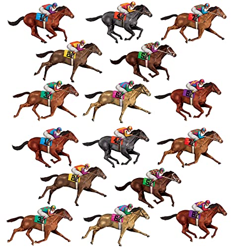 Beistle S52087AZ2 16 Piece Plastic Sheets Derby Day Theme Race Horse Party Decorations, Multicolor