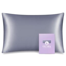 OLESILK 100% Mulbery Silk Pillowcase with Hidden Zipper for Hair and Skin Beauty, Both Sides 19mm Charmeuse Gift Box - Iron Grey, Toddler