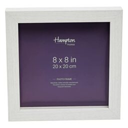 Hampton Frames - Photo Frame - 8x8 (20x20cm), White, Square, Deep Profile MDF - Acrylic Aperture, Freestanding or Wall Mount - Display for Photos, Home Décor