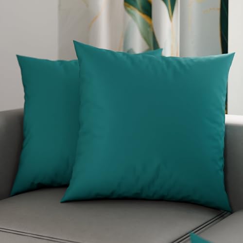 PETTI Artigiani Italiani - Pair of Pillow Cases 30 x 30 cm in Microfibre, Pillows for Bedroom Furniture, Sofa, Set of 2 Cushion Covers, Plain Tiffany Pillowcase
