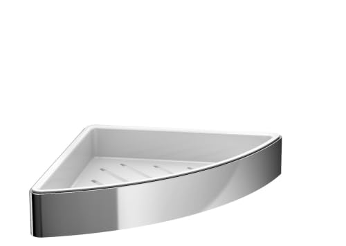 Emco Loft Corner Sponge Basket with Plastic Insert 179 x 36 x 179 mm, Chrome/White