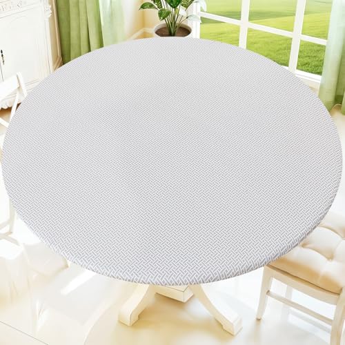 Moosfor Printed Spandex Round Tablecloth Fitted Table Cloth for 45-56 Table - Circle Patterned Elastic Table Cover, Stretch Washable Table Cloths for Picnic, Patio, Dining, Kitchen, Woven