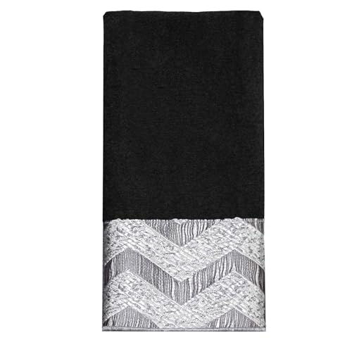 "Avanti Linens - Fingertip Towel, Soft & Absorbent Cotton (Chevron Galaxy Collection, Black) 18.00"" x 11.00"""