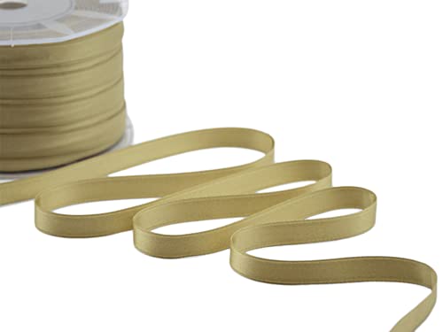 Furlanis - Double Satin Ribbon, Decoration, Gift, Christmas Packing, Wedding, Party, Made in Italy - Antique Gold, 10 mm x 25 m