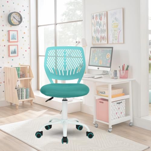 FurnitureR Colouree Office Chair, Ergonomic Swivel Seat Height Adjustable for Computer, 5 Spoke Wheels, Chairs and Stools at Home, Work Seat, Candy Turquoise