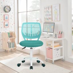 FurnitureR Colouree Office Chair, Ergonomic Swivel Seat Height Adjustable for Computer, 5 Spoke Wheels, Chairs and Stools at Home, Work Seat, Candy Turquoise