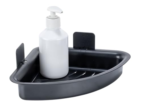 Allstar Mod Parma Corner Shelf Bathroom No Drilling Adhesive Pad Bathroom Shelf Shower Plastic All-Purpose Shelf Black 23.3 x 11.5 x 13.8 cm