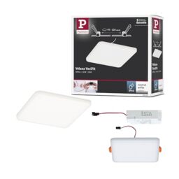 Paulmann 92397 LED Panel recessed luminaire Veluna VariFit IP44 Neutral White 125x125mm Rectangular incl. 1x8.5 watt Ceiling luminaire Satin Ceiling lamp Plastic Living Room lamp 4000 K