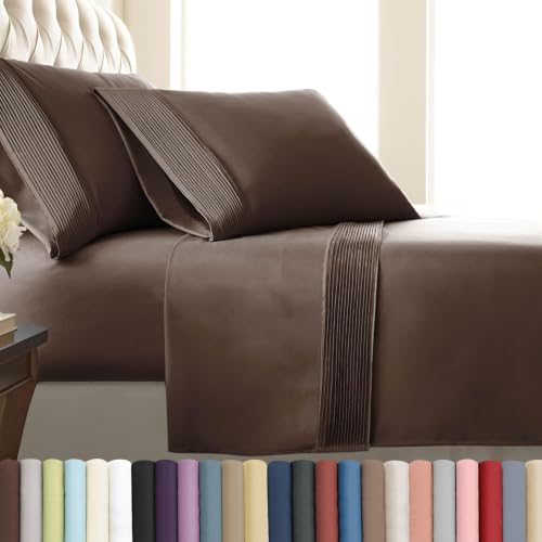 "Southshore Fine Living, Inc. Queen Bed Sheets deep Pocket Set with 21"" Deep Queen Fitted Sheet, Pillow Cases Standard Set of 2 - Hotel Luxury Quality - Easy Care Microfiber Sheets - Chocolate Brown"