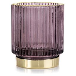 AmeliaHome Glass Tea Light Holder 7 x 8 cm Pompey Purple Gold
