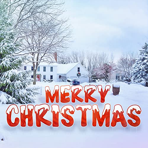 "Merry Christmas Yard Signs 16"" Weather Resistant with Stakes - Christmas Outdoor Decor Lawn Signs Set of Large Letter Boards 14 Pcs"