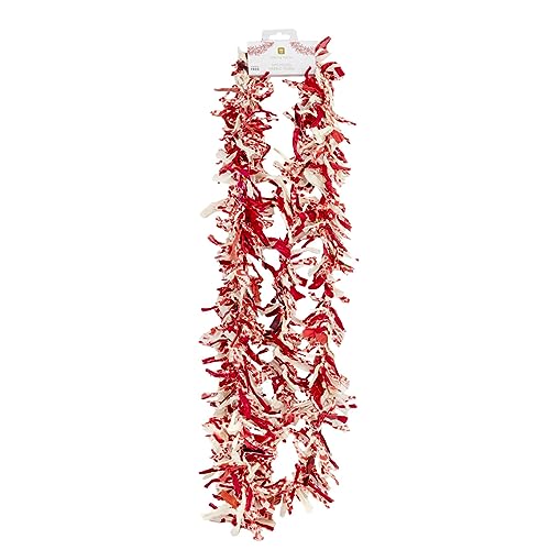 Talking Tables Recycled & Reusable Fabric Red and White Christmas Tree Tinsel - Made from upcycled 100% cotton remnants - Ethically sourced in India - Enjoy for many Christmases to come - Made 3m