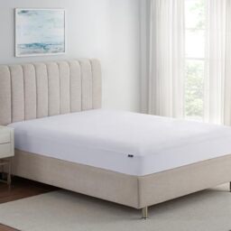 "Serta Soft Top Mattress Topper, 39"" x 80"" Odor-Preventing and Stain-Resistant Waterproof Mattress Protector, 18"" Elastic Deep Pocket for Secure Fit, Twin XL Mattress Pad, White"