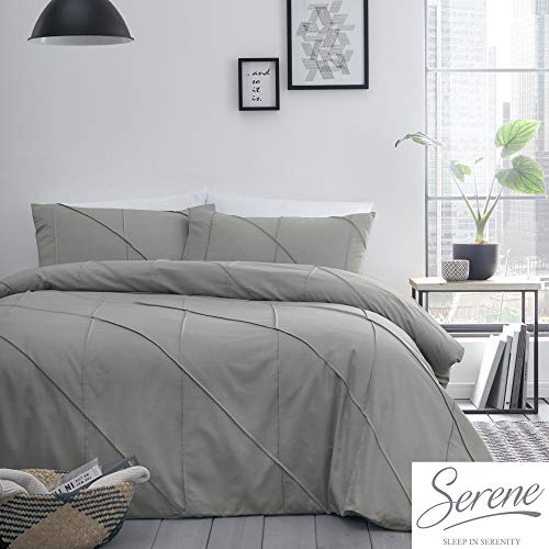 Serene Dart Pleated Boutique Duvet Cover Set, Grey, Super King