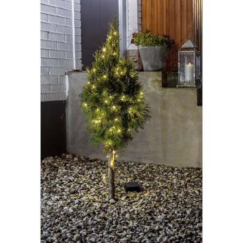 Konstsmide 3722-100 LED Fairy Lights/for Outdoor use (IP44) / Battery Operated: 4 x AA 1.5 V (not Included) / with Light Sensor, 6 Hours and 9 Hours Timer, 20 Warm White diodes/Black Cable