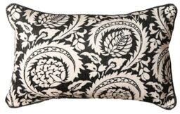 bilin gaier Black Rectangle Throw Pillow Covers,French White Floral Pattern Velvet Pillow Cases,Decorative Lumbar Pillows for Couch Sofa Bed Chair Cushion Covers Living Room 12x20 Inches