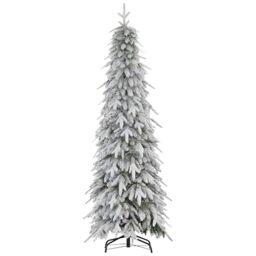 HOMCOM 6ft Pencil Artificial Christmas Tree Snow Flocked Downswept Green