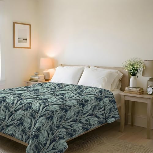 BASIC Line Summer Quilt Made in Italy Printed Soft Microfibre Bedspread - Spring Summer Mid-Season Quilt - Tropical - Double 250 x 240 cm