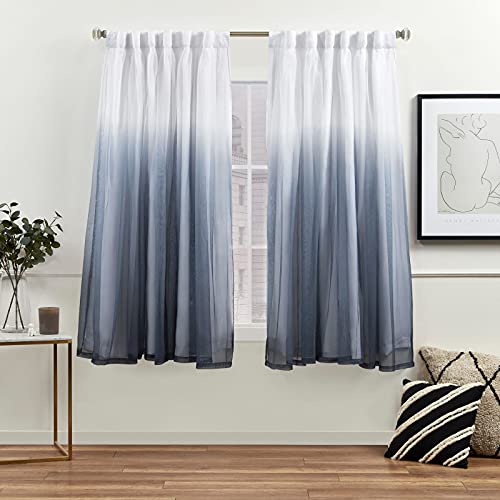 "Exclusive Home Crescendo Lined Room Darkening Blackout Hidden Tab Top Curtain Panel Pair, 52""x63"", Indigo, Set of 2"