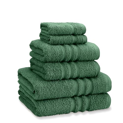 Catherine Lansfield Zero Twist Cotton 6 Piece Towel Bale Set Dark Green