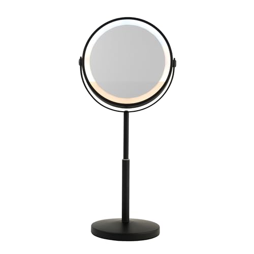 Beldray Rechargeable 7” Double Sided Makeup Mirror With Lights – 1X/3X Magnification Vanity Mirror, Height Adjustable, 3 Colour LED, Dimmable, 360° Swivel, Free Standing For Bathroom, Dressing Tables
