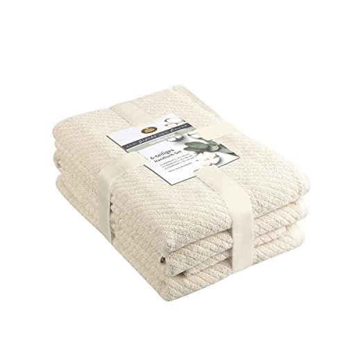 Gözze - Towel Set, 2 Hand Towels (50 x 100 cm), 2 Bath Towels (70 x 140 cm) and 2 Guest Towels (30 x 50 cm), 100% Cotton, 480 g/m² - Crème