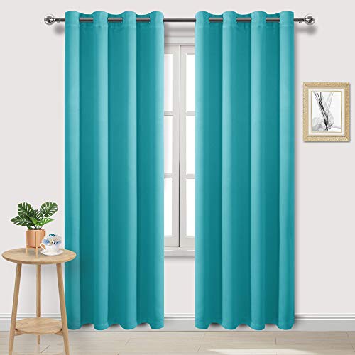 DWCN Black Out Curtains 84 Inch Long 2 Panels, Thermal Light Blocking Room Darkening Bedroom, Living Room Drapes - 52 x 84 Inches Long, Set of 2, Turquoise