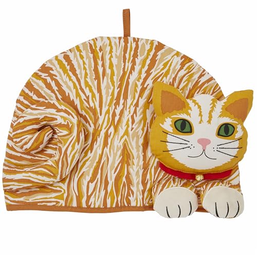 Ulster Weavers - Ginger Cat Tea Cosy (27 x 35 x 27cm) - 100% Cotton - Cat-Shaped Teapot Warmer - Cute Tea Cosy Cover - Orange
