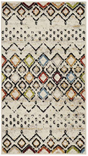 Safavieh Boho Rug for Living Room, Dining Room, Bedroom - Amsterdam Collection, Short Pile, in Ivory and Multi, 76 X 122 cm