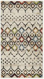Safavieh Boho Rug for Living Room, Dining Room, Bedroom - Amsterdam Collection, Short Pile, in Ivory and Multi, 76 X 122 cm