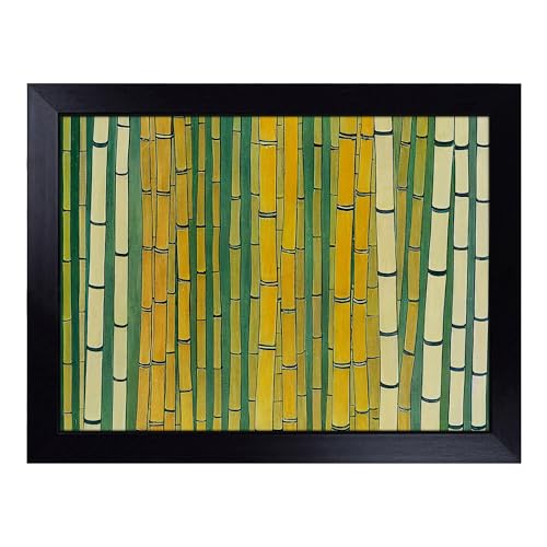 Lap Tray with Bean Bag Cushion, Royal Bamboo Forest - Handmade in the UK, Raised Wooden Edge, Padded Cushion, Heat-Resistant Wipe-Clean Surface, for Meals, Laptops and Crafts