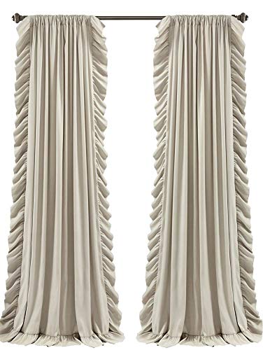 Lush Decor Reyna Wheat Window Curtains Panel Set for Living, Dining Room, Bedroom (Pair), 84 x 54 inches, 84 x 54 inches