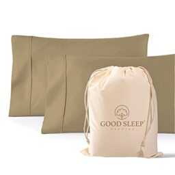 Good Sleep Bedding 1000 Thread Count 100% Egyptian Pillow Cases, Long-Staple 100% Cotton, Soft & Silky Sateen Weave 2 Piece King Taupe