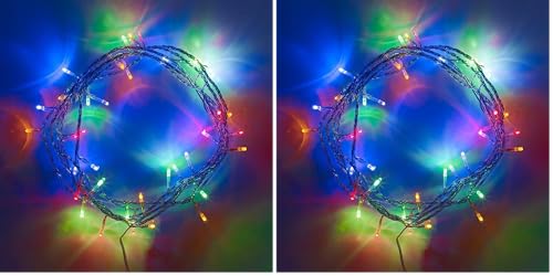 SHATCHI 40 Multicolour LED Lights Clear Cable Battery Operated Fairy String Christmas Tree Wedding Party Birthday Garden Party Window Decorations (Pack of 2)