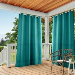 "TOWN & COUNTRY BASICS Exclusive Home Cabana Solid Indoor/Outdoor Light Filtering Grommet Top Curtain Panel Pair, 54""x108"", Dark Teal"
