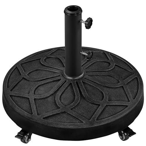 Yaheetech 20kg Patio Umbrella Base Retro Patio Rolling Heavy-duty with Wheels Self-Weight for Umbrella, Canopy, Gazebo, Awning etc. – Diameter 38mm/48mm, Black