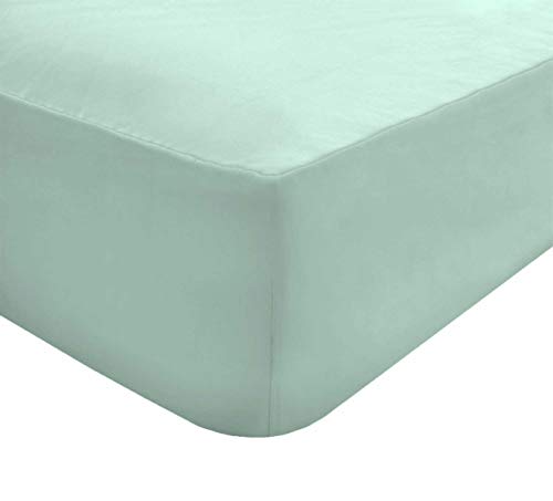 Sleepdown Fitted Sheet Polycotton Easy Care Non-Iron Super Soft 12.5 Inch 32cm Extra Deep Pocket Bedsheet Bed Linen - Super King - Duck Egg, 5056242764731