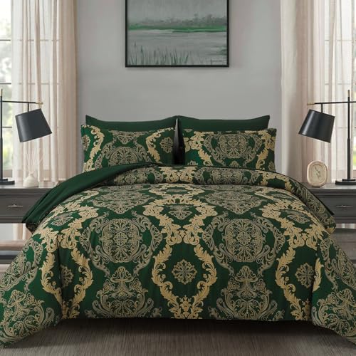WONGS BEDDING Green 7 Pieces Comforter Set Damask Comforter Bedding Set-YS01AB091355Q7U-A