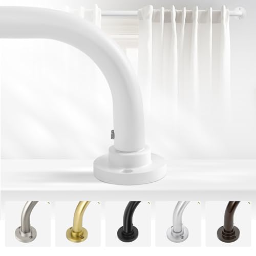 "TANGWIN White Wrap Around Curtain Rods,Heavy Duty Curtain Rods for Windows 66 to 120 (5.5-10Ft),1 Inch Adjustable Blackout Curtain Rod,Room Darkening Drapery Rods,Black Out Window Curtain Rod 66-120"""