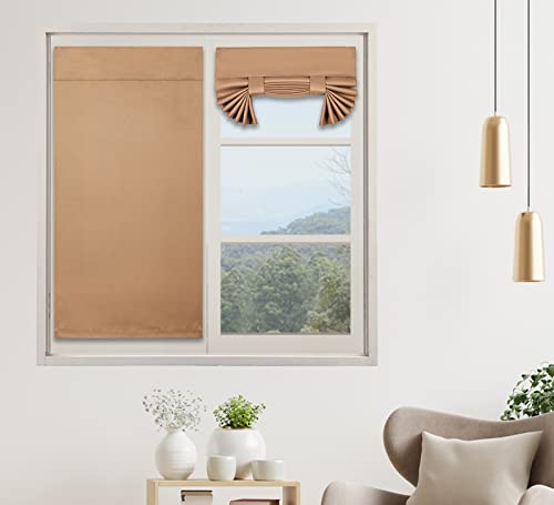 PI Blackout Velcro Door Curtain,Privacy Thermal Insulated French Door Curtain for Glass Door/Classroom/Sliding Door/Tie up Shade 1 Panel (W26XL40,Cappuccino)